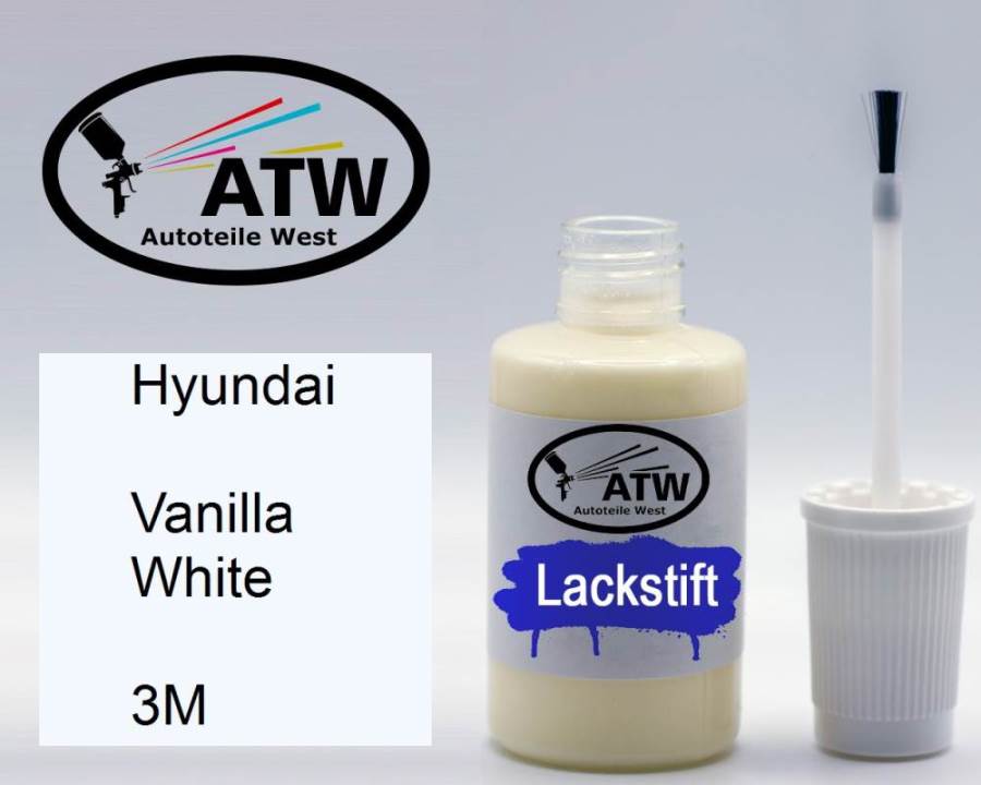 Hyundai, Vanilla White, 3M: 20ml Lackstift, von ATW Autoteile West.